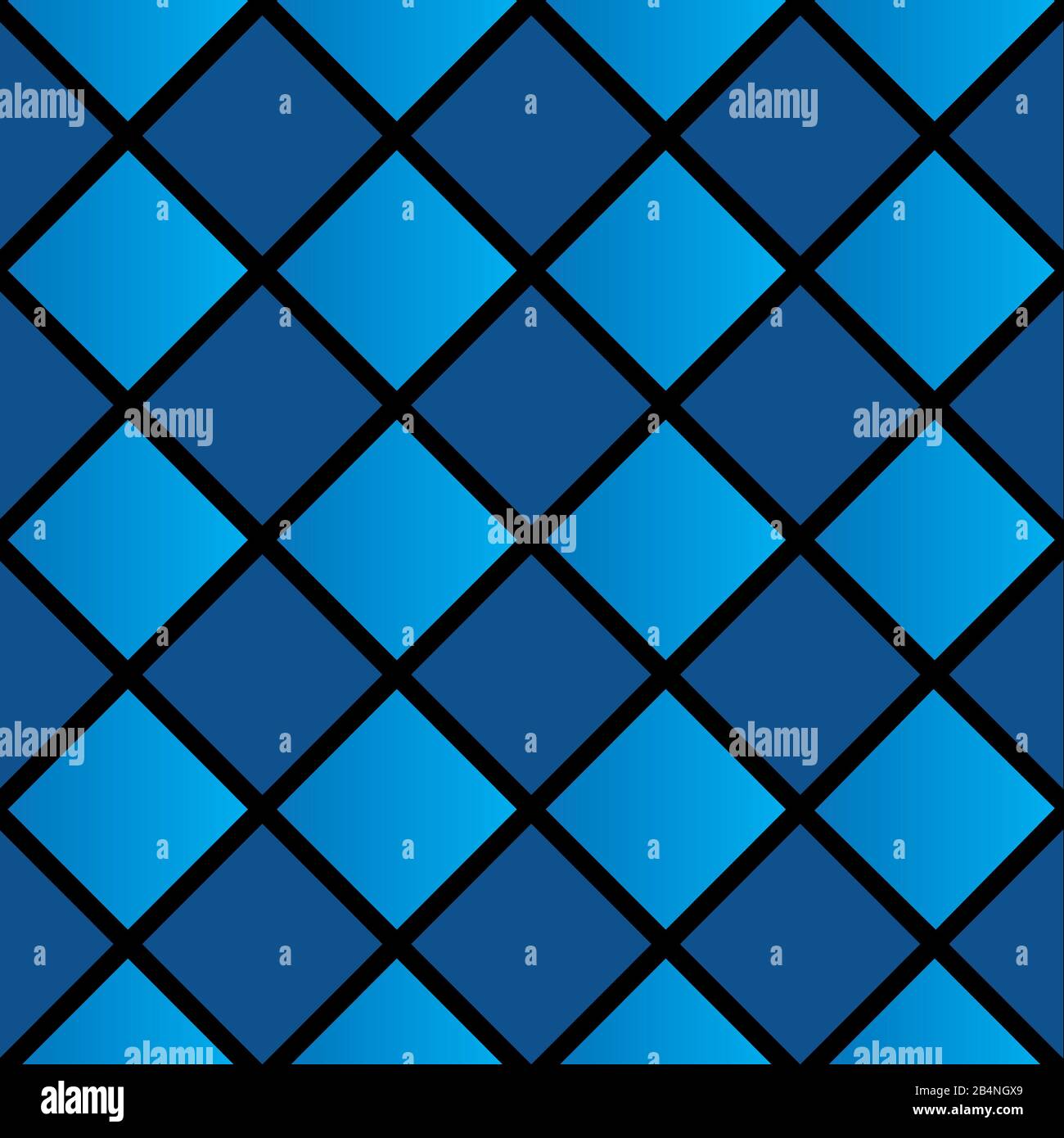 carrés en forme de losange en bleu classique et bleu vif avec lignes noires Banque D'Images