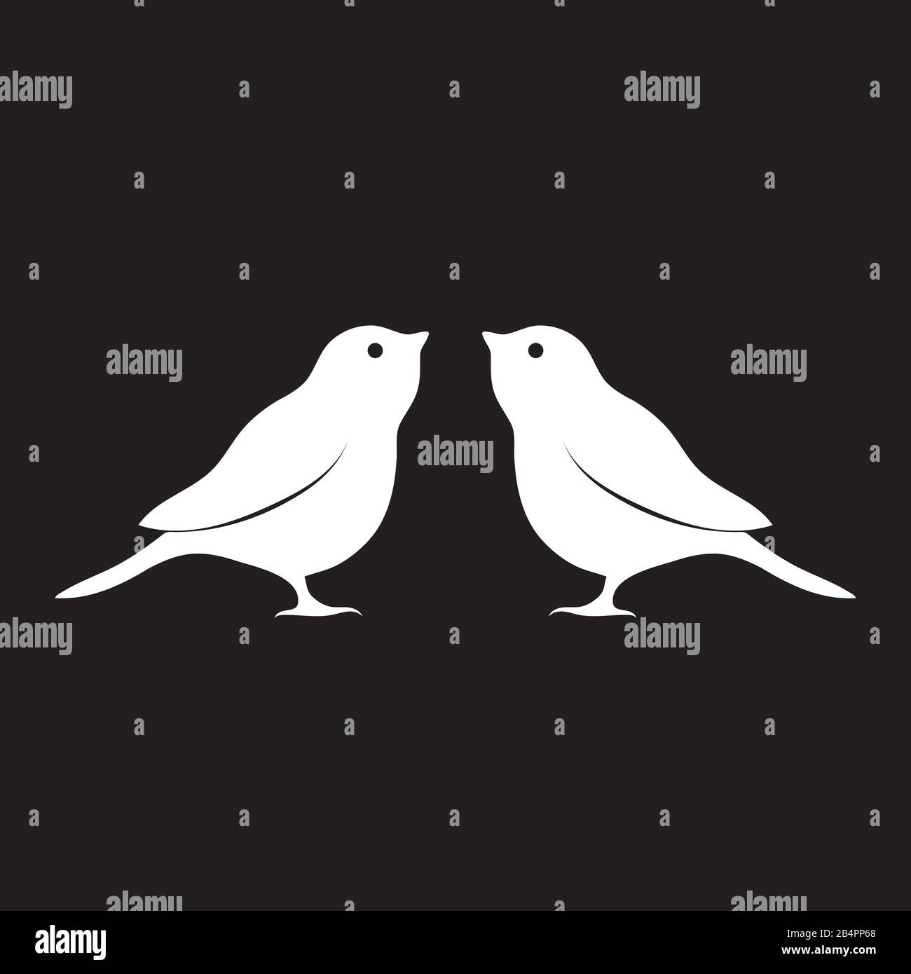 La silhouette du logo d'un oiseau est blanche sur un fond noir isolé. Image vectorielle Illustration de Vecteur