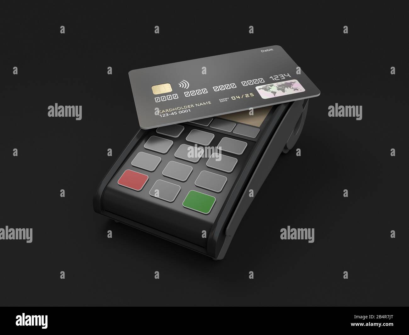 3-D rendu du terminal de paiement avec carte, chemin d'écrêtage inclus. Banque D'Images