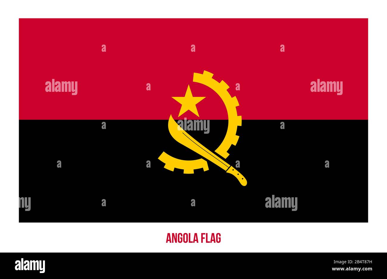 Illustration Vectorielle Drapeau Angola Sur Fond Blanc. Drapeau National De L'Angola. Banque D'Images