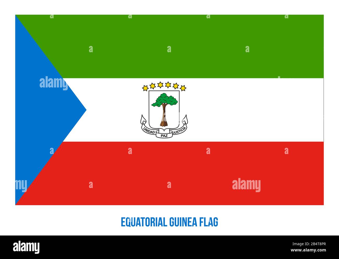 Illustration Vectorielle Du Drapeau De Guinée Équatoriale Sur Fond Blanc. Drapeau National De Guinée Équatoriale. Banque D'Images