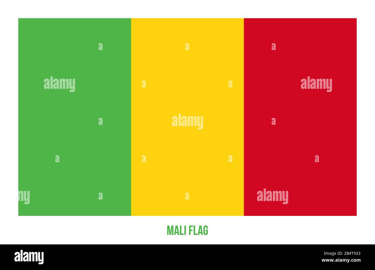 Illustration Vectorielle Drapeau Mali Sur Fond Blanc. Drapeau National Du Mali. Banque D'Images