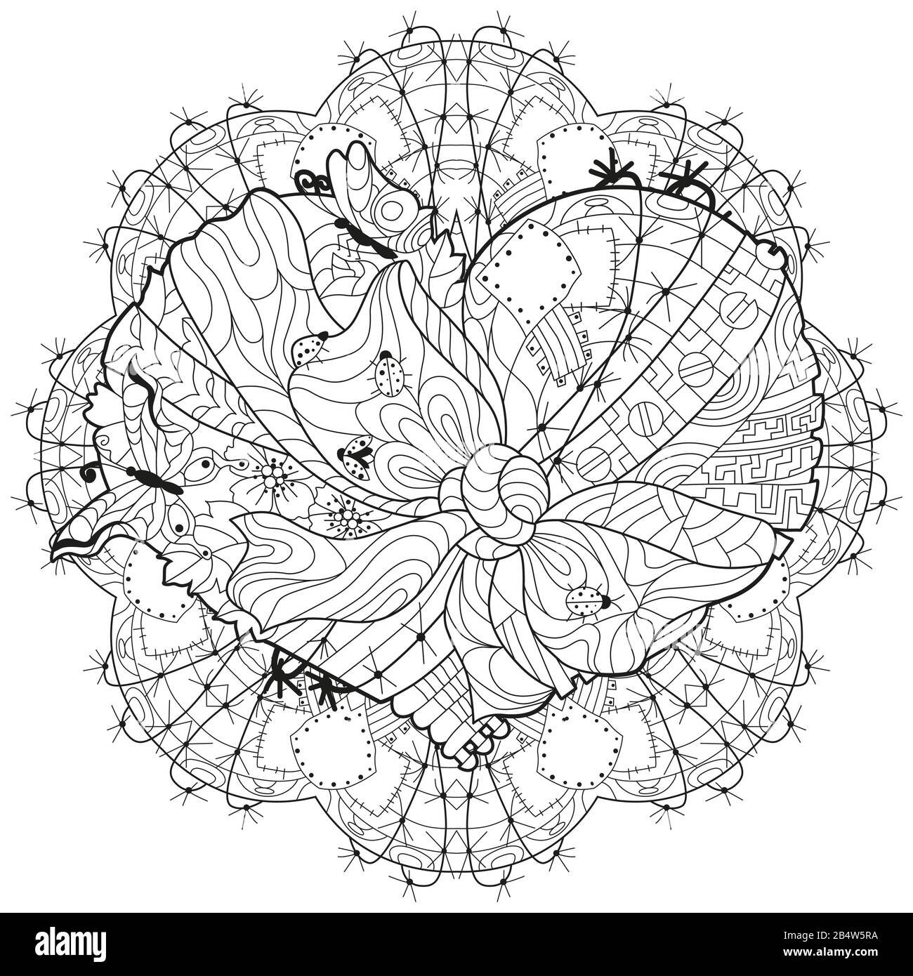 Coeur de caniche esquisse attaché sur un substrat rond à motifs avec un ruban et un noeud Illustration de Vecteur