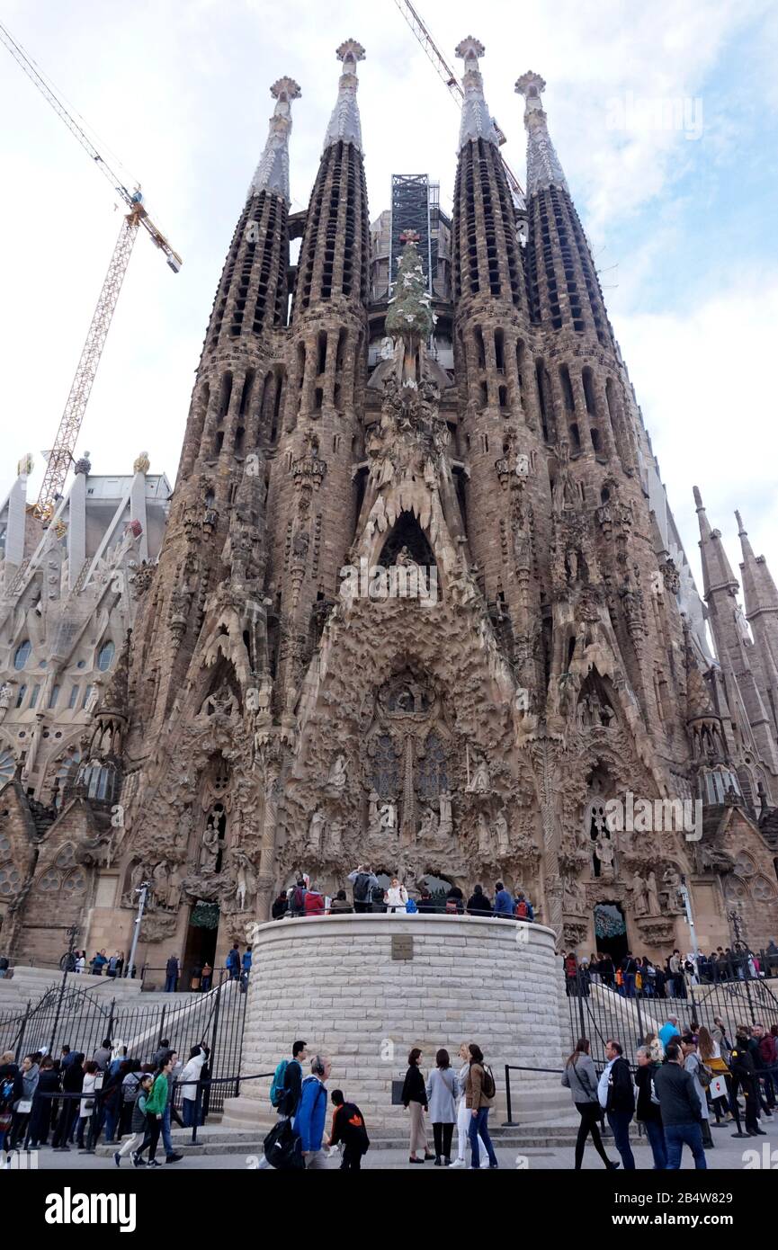 La Nativité Facade, La Sagrada Familia, Barcelone, Espagne Banque D'Images