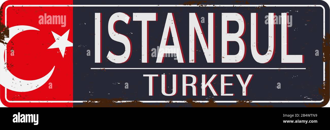 Panneau de métal rétro rétro Istanbul,Turquie.carte postale touristique Vintage. Illustration de Vecteur