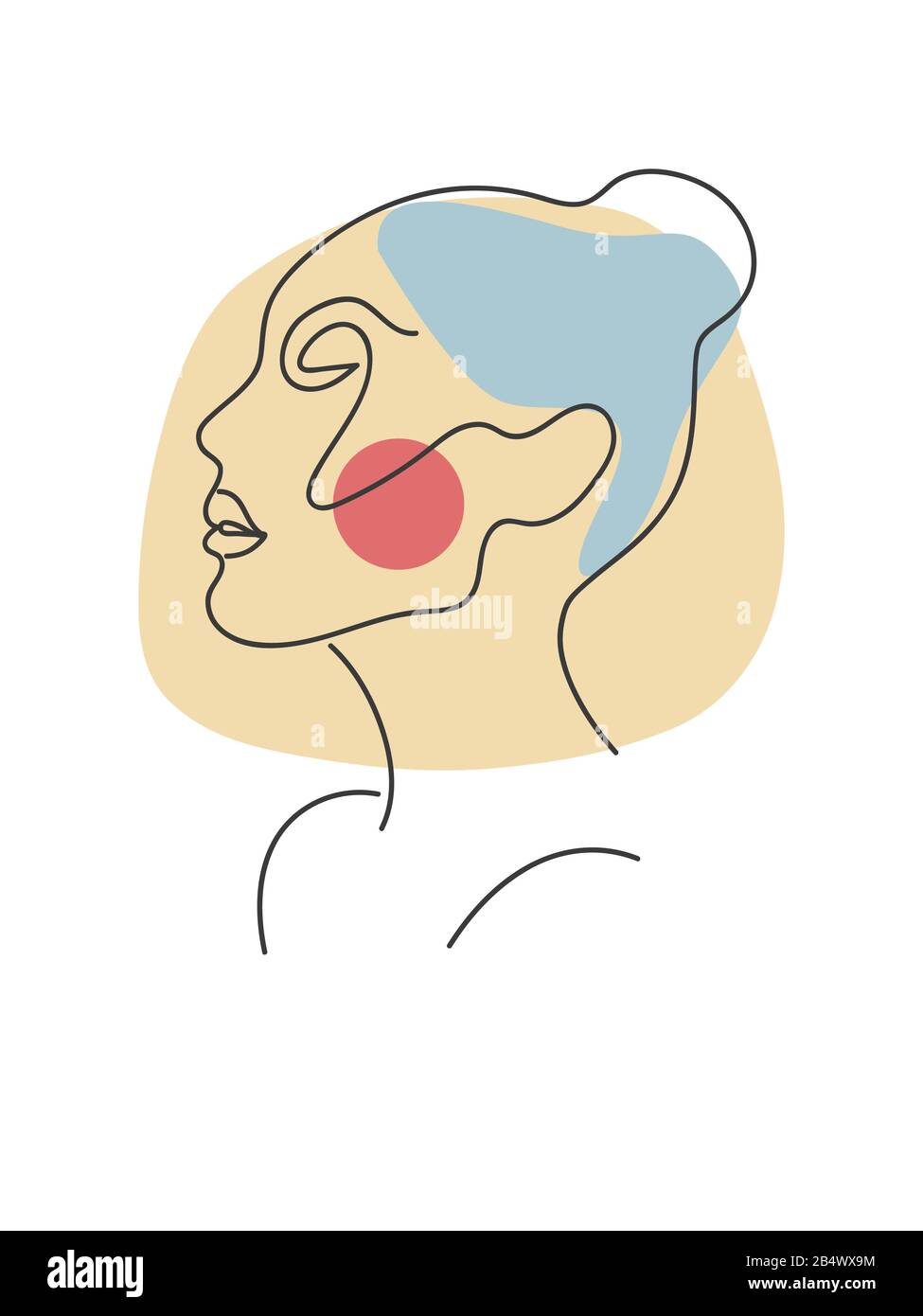 Art de ligne, affiche wila profie de la femme, couleur abstrait vecteur de beauté imprimé sur fond blanc Illustration de Vecteur