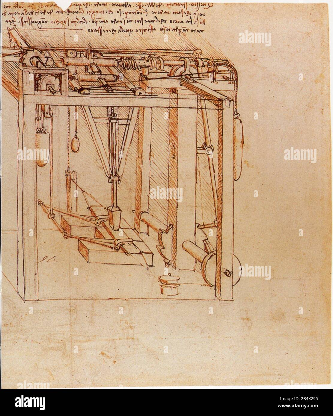 Léonard de Vinci. Études pour machine à battre l'or. Détail. 1493-1495 Banque D'Images
