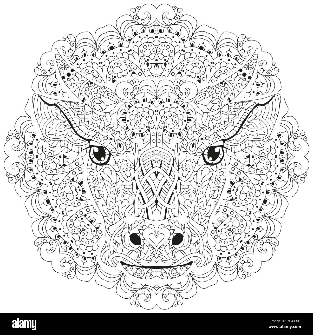Illustration d'une tête de bœuf sur fond blanc Illustration de Vecteur