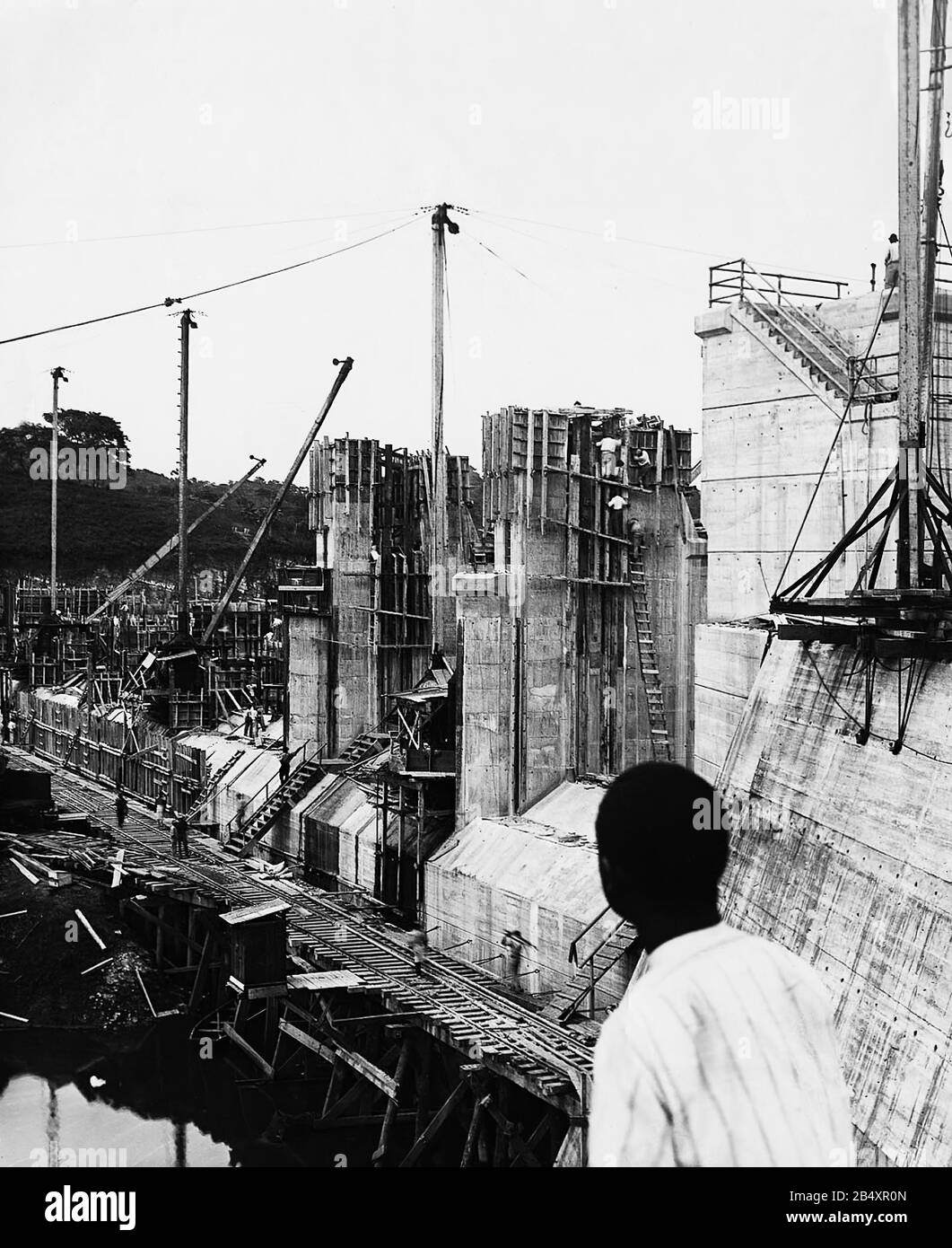 Travaux de construction du canal de Panama au début du XXe siècle - Banque D'Images