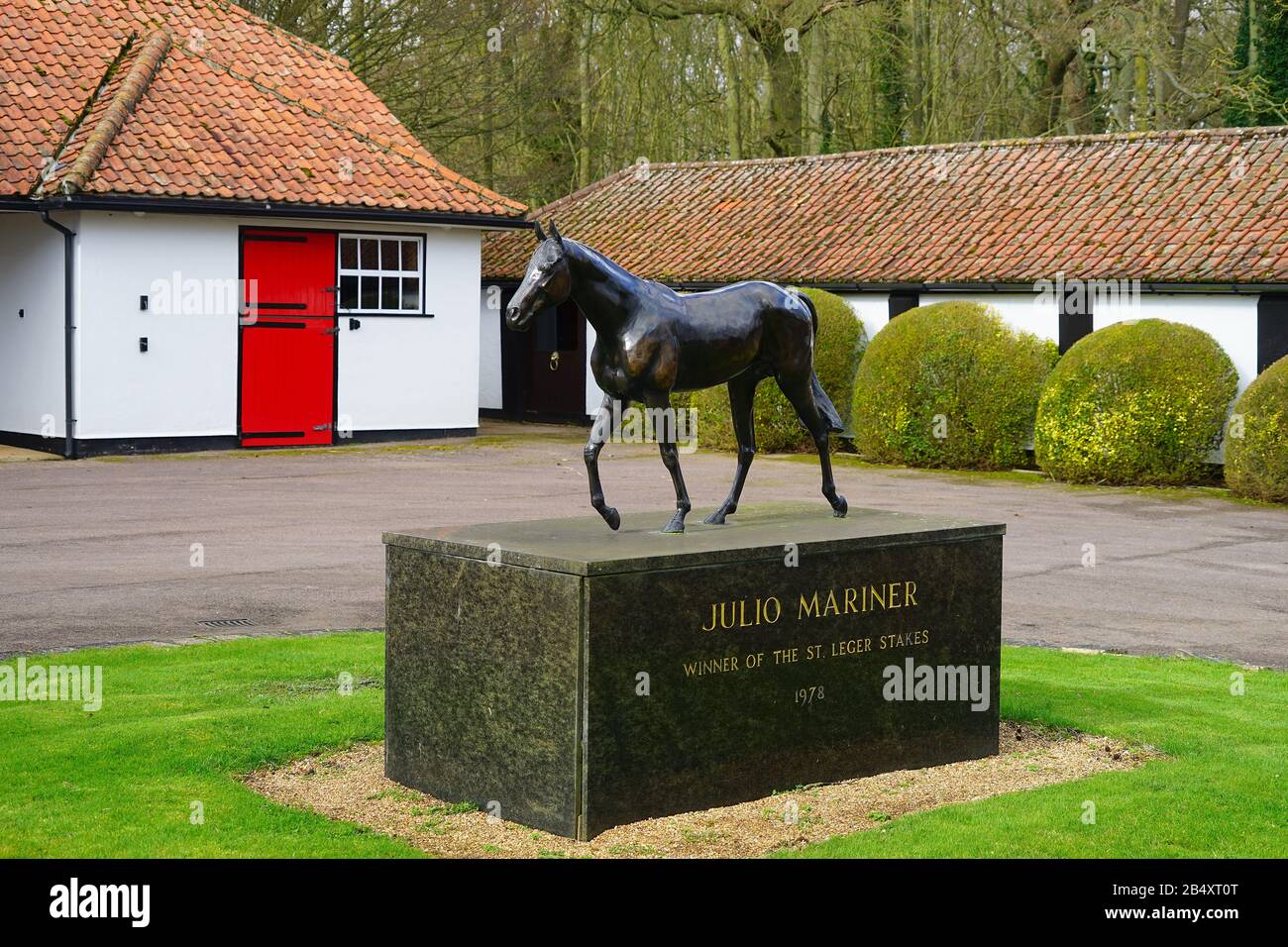 Statue du cheval de course Julio Mariner à Ashley Heath Stud, Newmarket Banque D'Images