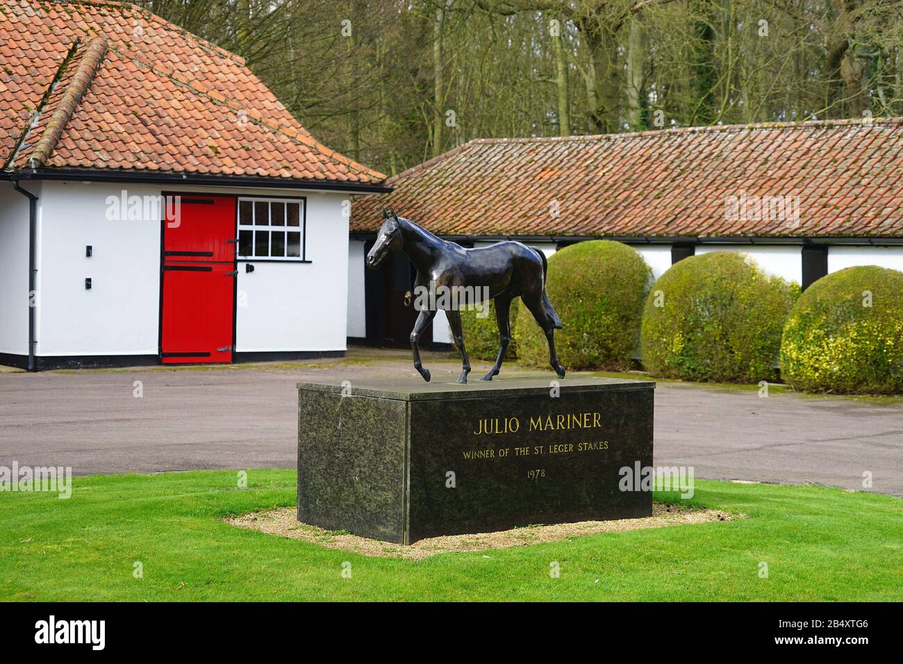 Statue du cheval de course Julio Mariner à Ashley Heath Stud, Newmarket Banque D'Images