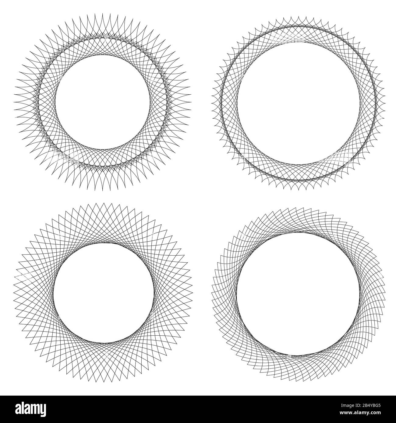 Jeu de 4 cadres de bordure décoratifs ronds. Éléments de conception pour logos, Web, illustrations. Illustration vectorielle Illustration de Vecteur