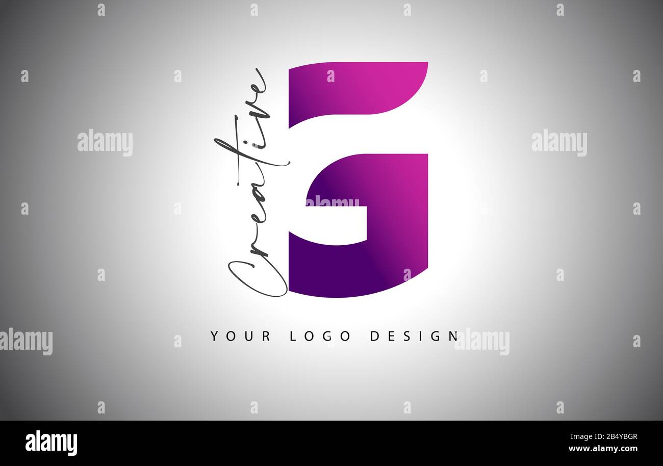 Logo Lettre G Créatif Avec Dégradé Violet Et Coupe Lettre Créative. Illustration Du Vecteur D'Icône. Illustration de Vecteur