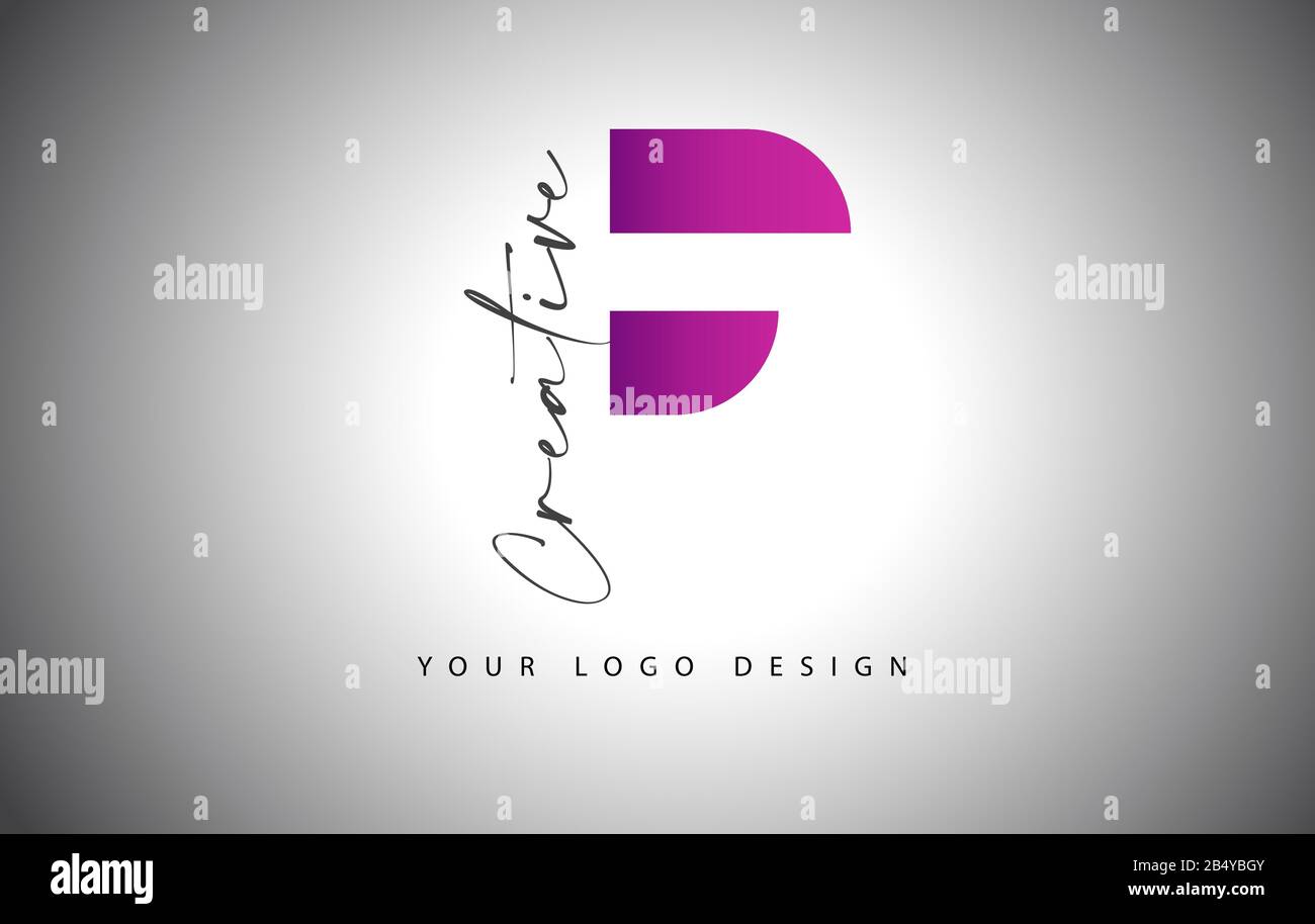 Logo F Lettre Créative Avec Dégradé Violet Et Coupe De Lettre Créative. Illustration Du Vecteur D'Icône. Illustration de Vecteur