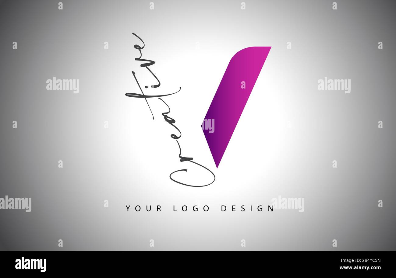 Logo Creative Lettre V Avec Dégradé Violet Et Découpe De Lettre Créative. Illustration Du Vecteur D'Icône. Illustration de Vecteur
