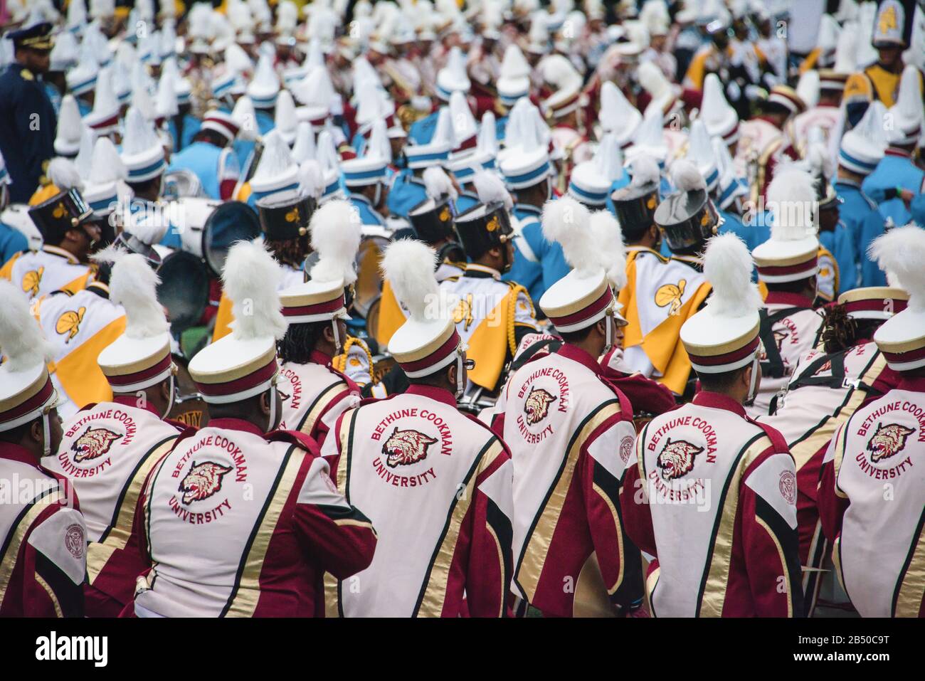 La bataille Honda des bandes apporte les meilleurs groupes de marchage HBCU, les équipes de danse et les majors de batterie, pour une exposition au Georgia Dome d'Atlanta. Banque D'Images