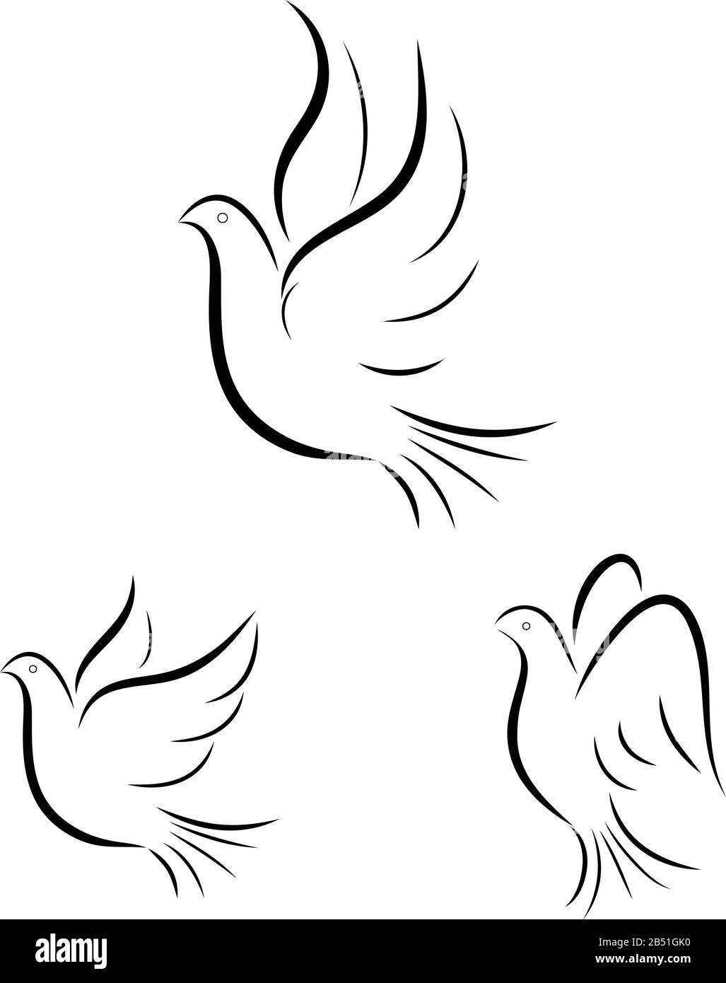 Illustration abstraite de la ligne des colombes volantes Illustration de Vecteur