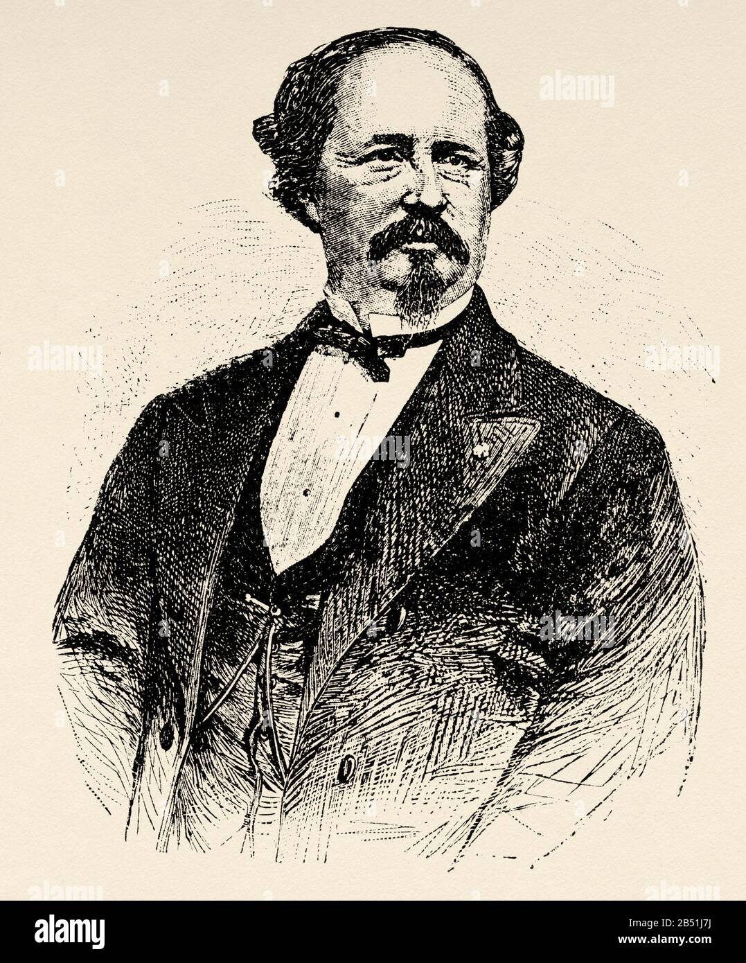 Portrait de Juan Pascual Antonio Emilio de Arrieta Corera (Puente la Reina 1821-Madrid 1894). Compositeur espagnol, production de théâtre Banque D'Images Portrait de Juan Pascual Antonio Emilio de Arrieta Corera (Puente la Reina 1821-Madrid 1894). Compositeur espagnol, production de théâtre Banque D'Images