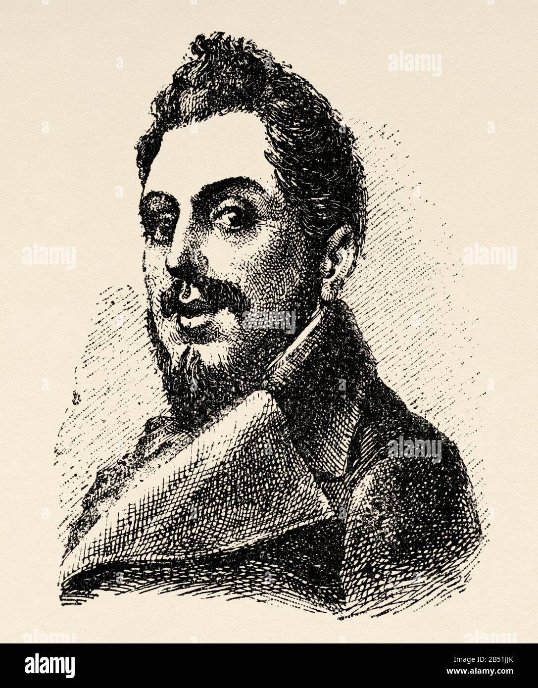 Portrait de Mariano José de Larra et Sánchez de Castro (Madrid 1809 - 1837). Écrivain, journaliste et politicien espagnol. Romantisme littéraire espagnol. Banque D'Images