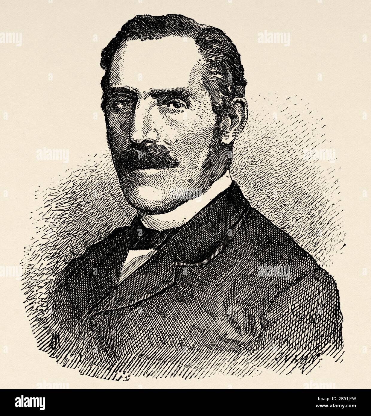 Portrait de Modesto Lafuente et de Zamaloa (Rabanal de los Caballeros 1806 - Madrid 1866). Journaliste, historien et écrivain satirique espagnol, il a utilisé Banque D'Images