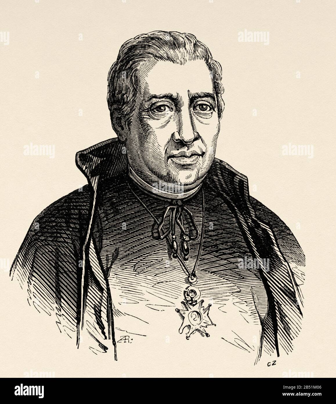 Portrait De Juan Nicasio Gallego Fernández (Zamora 1777 - Madrid 1853). Poète espagnol des lumières, genre romantique. C'était très important dans TH Banque D'Images