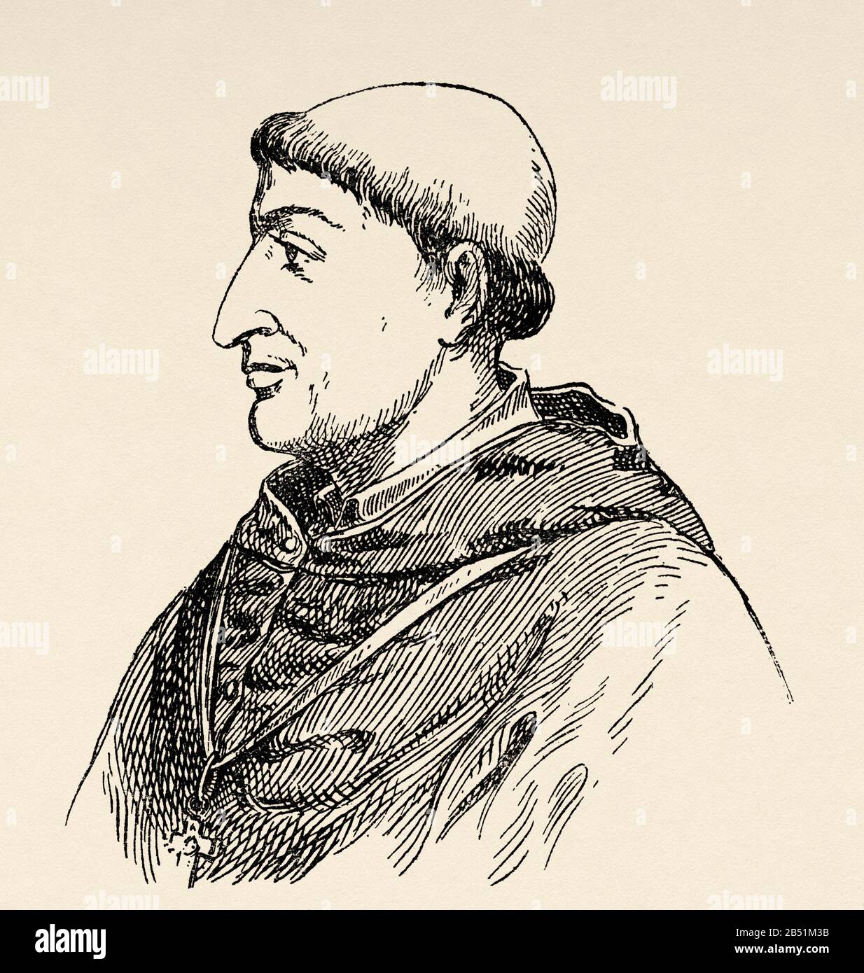 Francisco Jiménez de Cisneros ou Giménez de Cisneros, connu sous le nom de Cardinal Cisneros (Torrelaguna 1436 - Roa, 1517). Cardinal, archevêque de Tolède, prima Banque D'Images