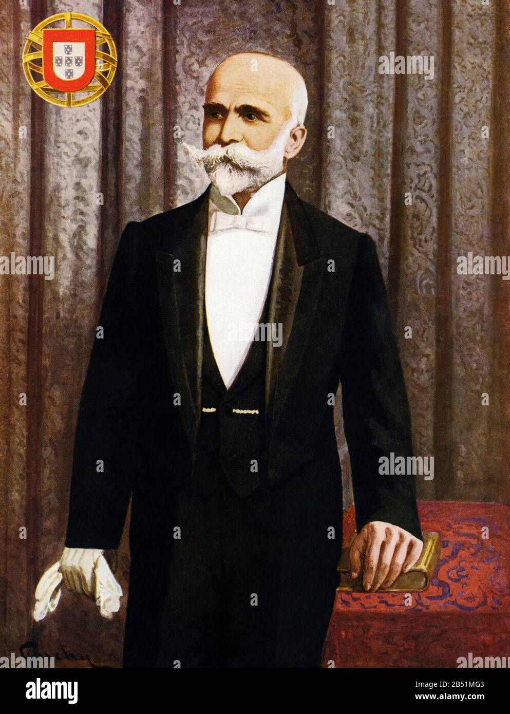 Portrait couleur de Bernardino Luís Machado Guimarães (Rio de Janeiro 1851 - Porto 1944), fut le troisième et huitième président élu de la R portugaise Banque D'Images