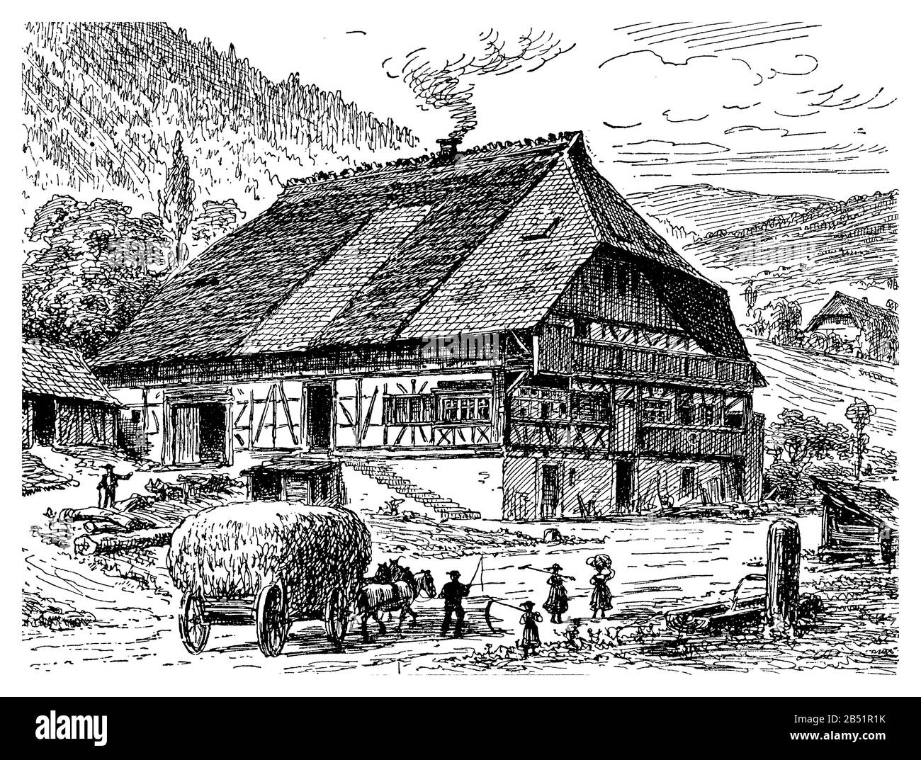 Allemagne - Schwarzwald maison rurale typique, bois encadré avec place pour le bétail au rez-de-chaussée Banque D'Images