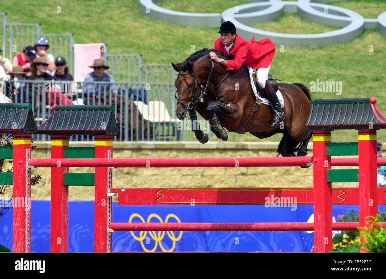 Jeux Olympiques, Sydney 2000, Santiago Lambre (MEX) équitation Tlaloc La Silla Banque D'Images