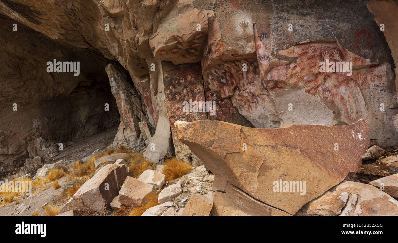 Peintures rupestres à Cueva de las Manos, Patagonia Argentine Banque D'Images