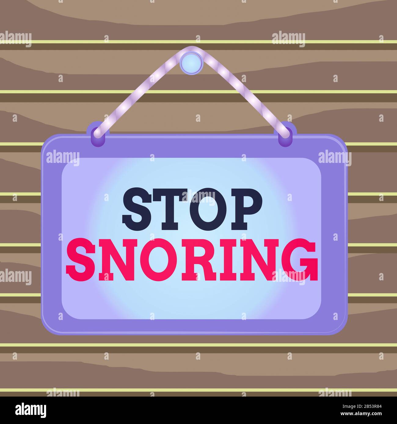 Écriture conceptuelle de la main montrant Stop Snoring. Concept signifiant respiration bruyante pendant le sommeil en raison de la vibration de la carte des tissus des voies aériennes couleur fixe du cadre des ongles Banque D'Images