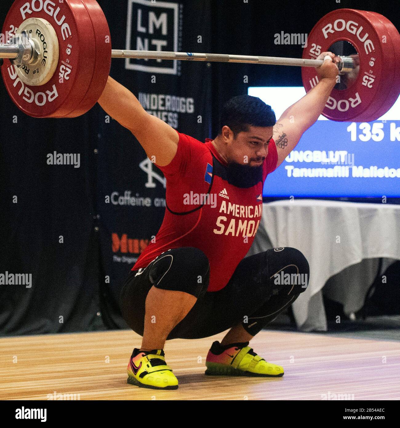 Columbus, Ohio, États-Unis. 7 mars 2020. Tanumafili Malitoa Jungblut soulève 135 kilos dans le snitch au IWF Rogue World Challenge dans le Arnold Sports Festival à Columbus, Ohio, États-Unis. Columbus, Ohio, États-Unis. Crédit: Brent Clark/Alay Live News Banque D'Images