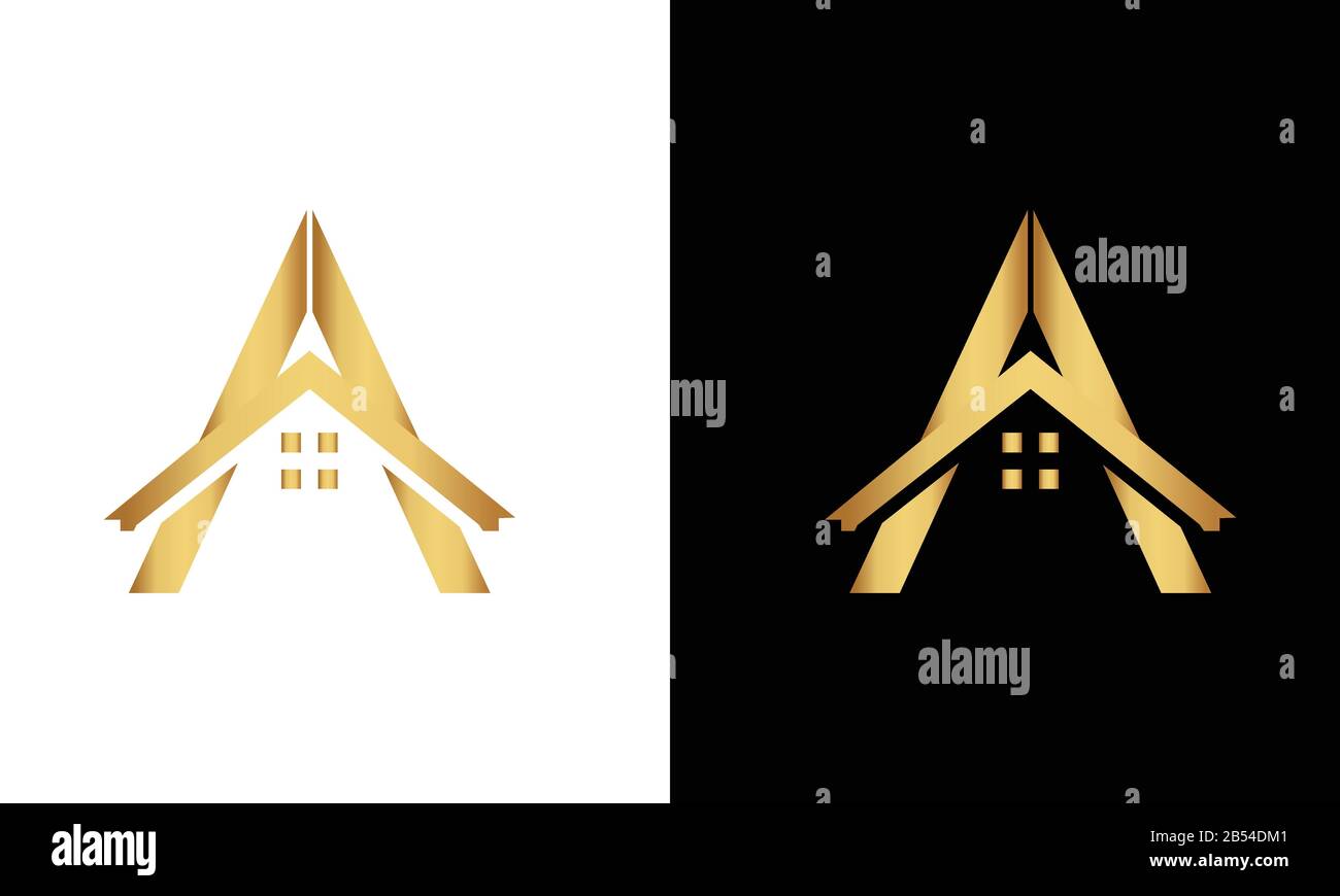 Lettre A et vecteur logo toit Illustration de Vecteur