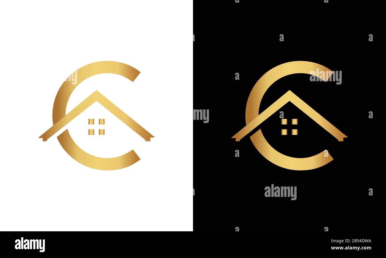 Lettre C et vecteur logo toit Illustration de Vecteur