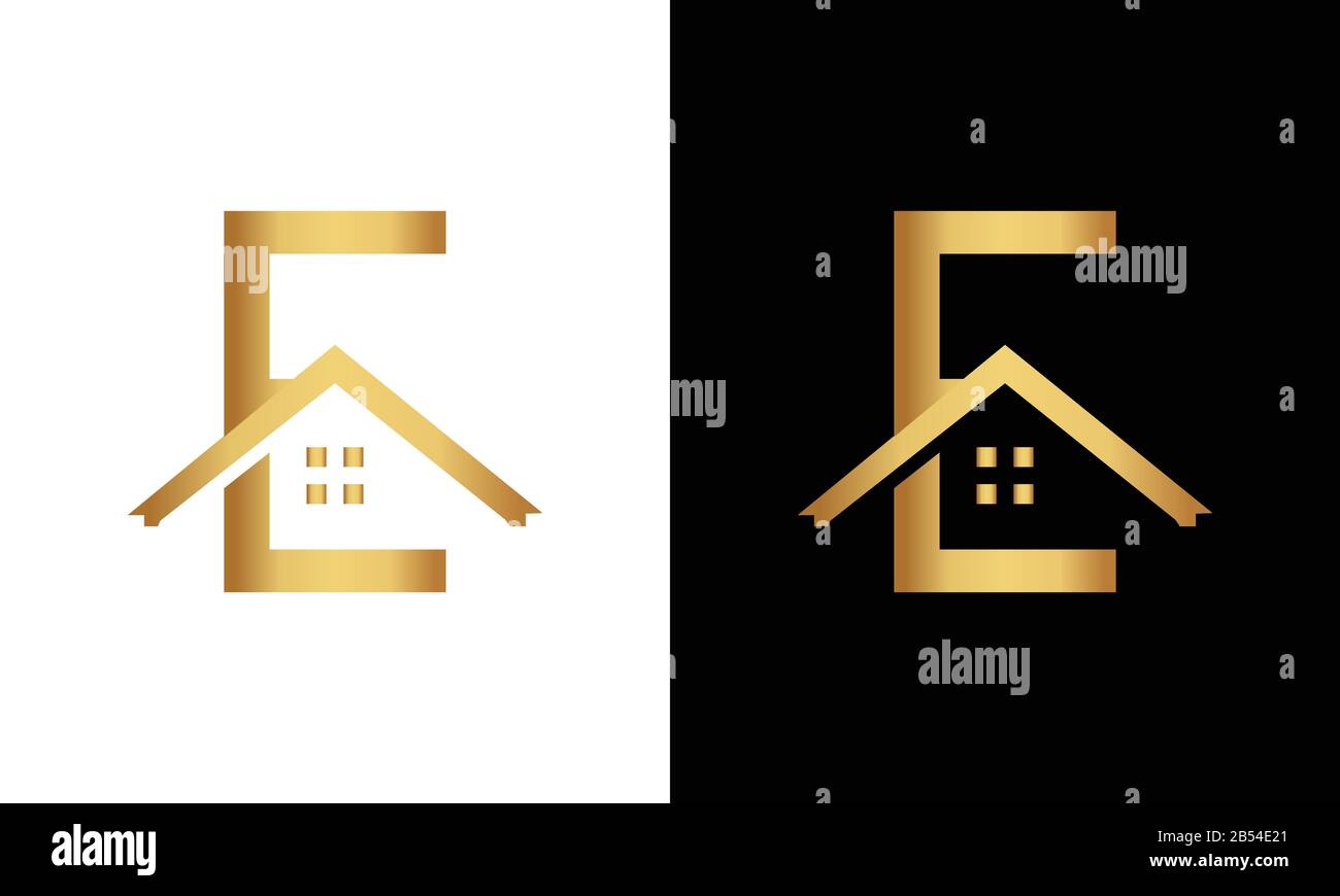 Lettre E et vecteur du logo de toit Illustration de Vecteur