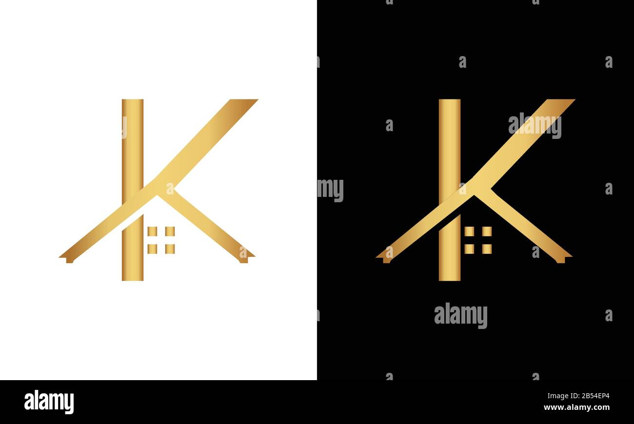 Lettre K et vecteur logo toit Illustration de Vecteur
