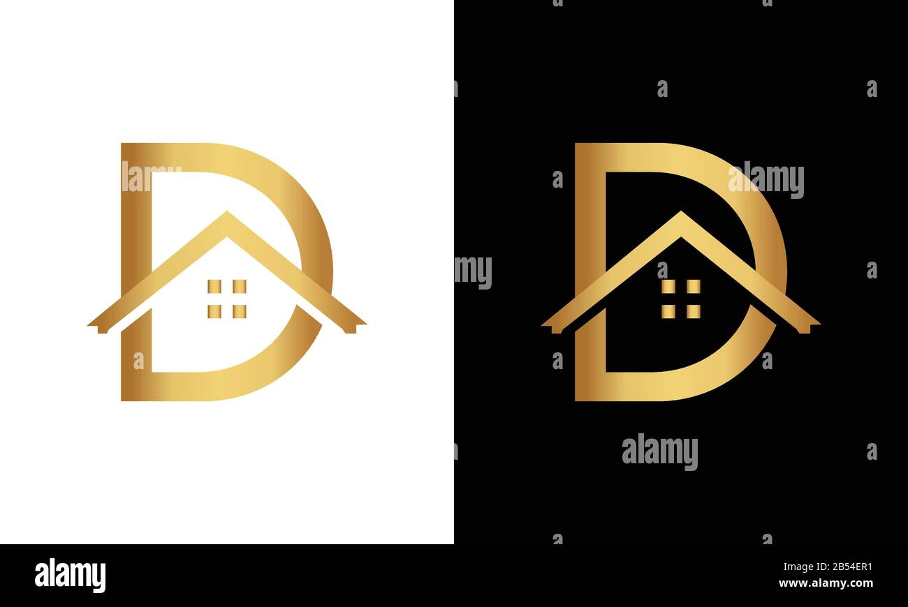 Lettre D et vecteur logo toit Illustration de Vecteur