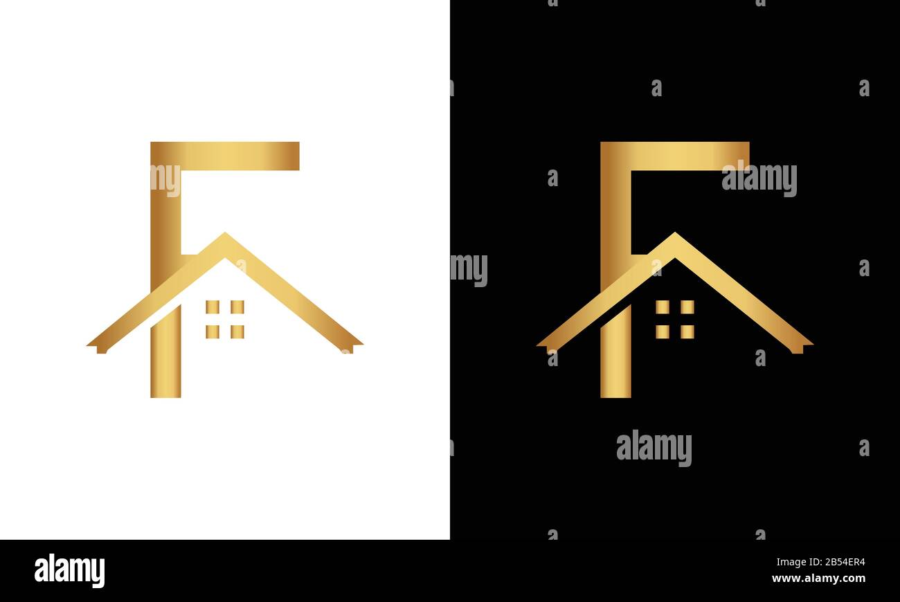Lettre F et vecteur logo toit Illustration de Vecteur
