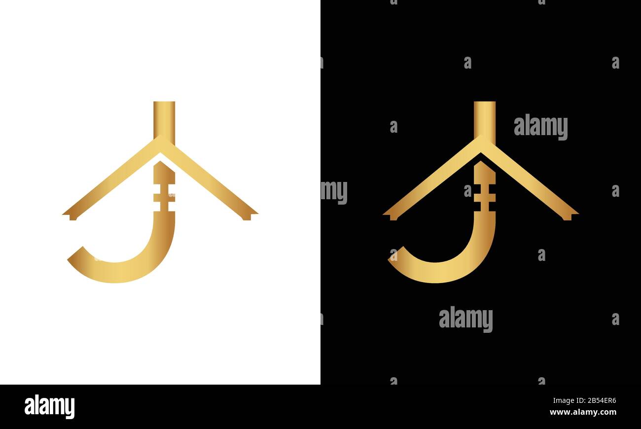 Lettre J et vecteur logo toit Illustration de Vecteur