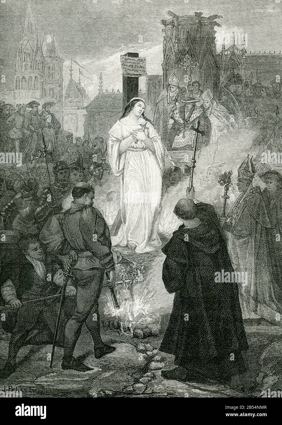 Cette illustration date du XIXe siècle. Il montre Jeanne d’Arc en jeu. Il est installé dans le musée d'Angers et a été peint par le peintre romantique français du XIXe siècle Eugene Deveria. Banque D'Images