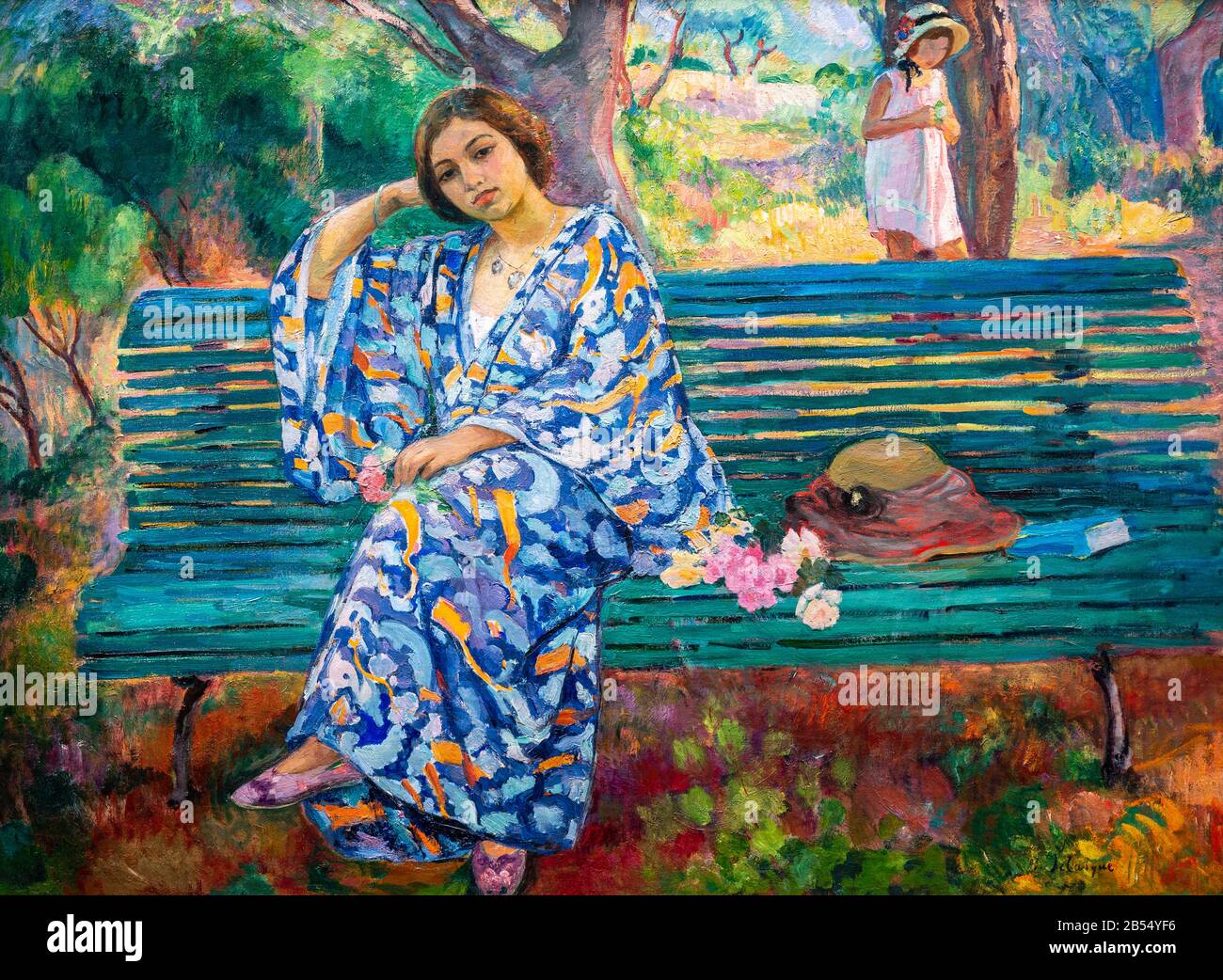 « Sur Le Banc Vert » (1911). Par Henri Lebasque (1865 – 1937). La Collection Batliner. Musée Albertina À Vienne, Autriche. Banque D'Images