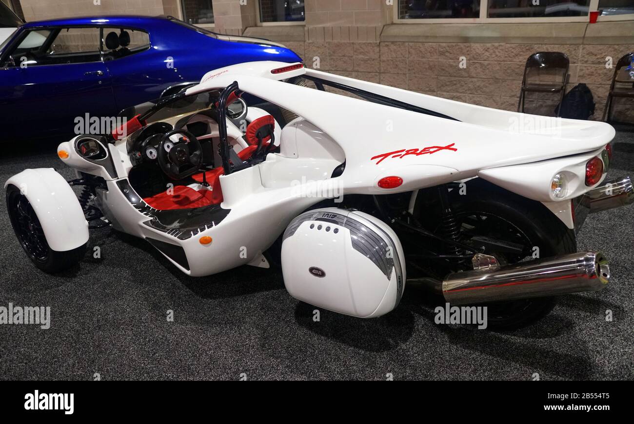 Philadelphie, Pennsylvanie, États-Unis - 9 février 2020 - la couleur blanche de Campagna T-Rex, un véhicule à moteur à trois roues à deux places Banque D'Images