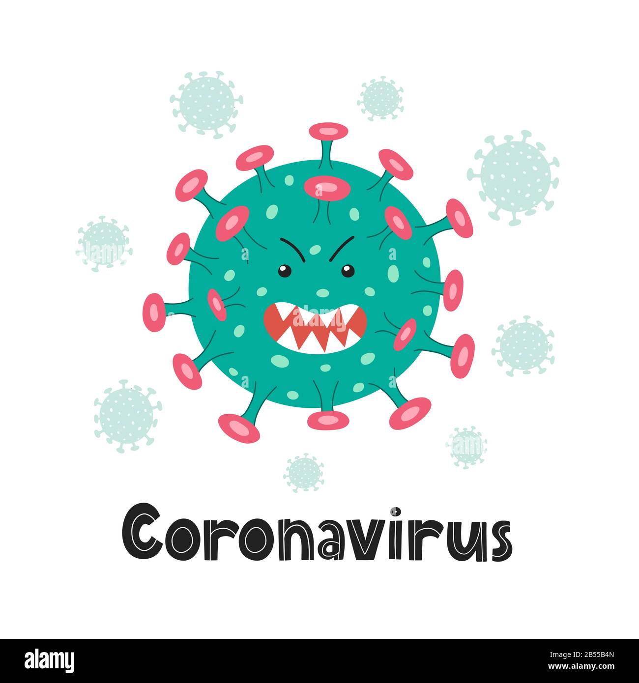 Noyau nCoV de la cellule bactérienne du coronavirus. Concept d'infection dangereuse des fumées Illustration de Vecteur