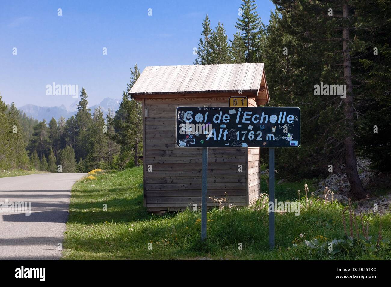 Col de l'Etelle, col d'Ecelle, col alpin, route d'alpne, route de montagne, col de montagne, 1762 mètres, Tour de France, relie Vallee de la Claree et V. Banque D'Images