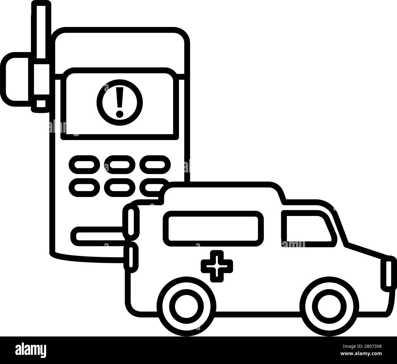 ambulance avec talkie-walkie sur fond blanc illustration vectorielle Illustration de Vecteur