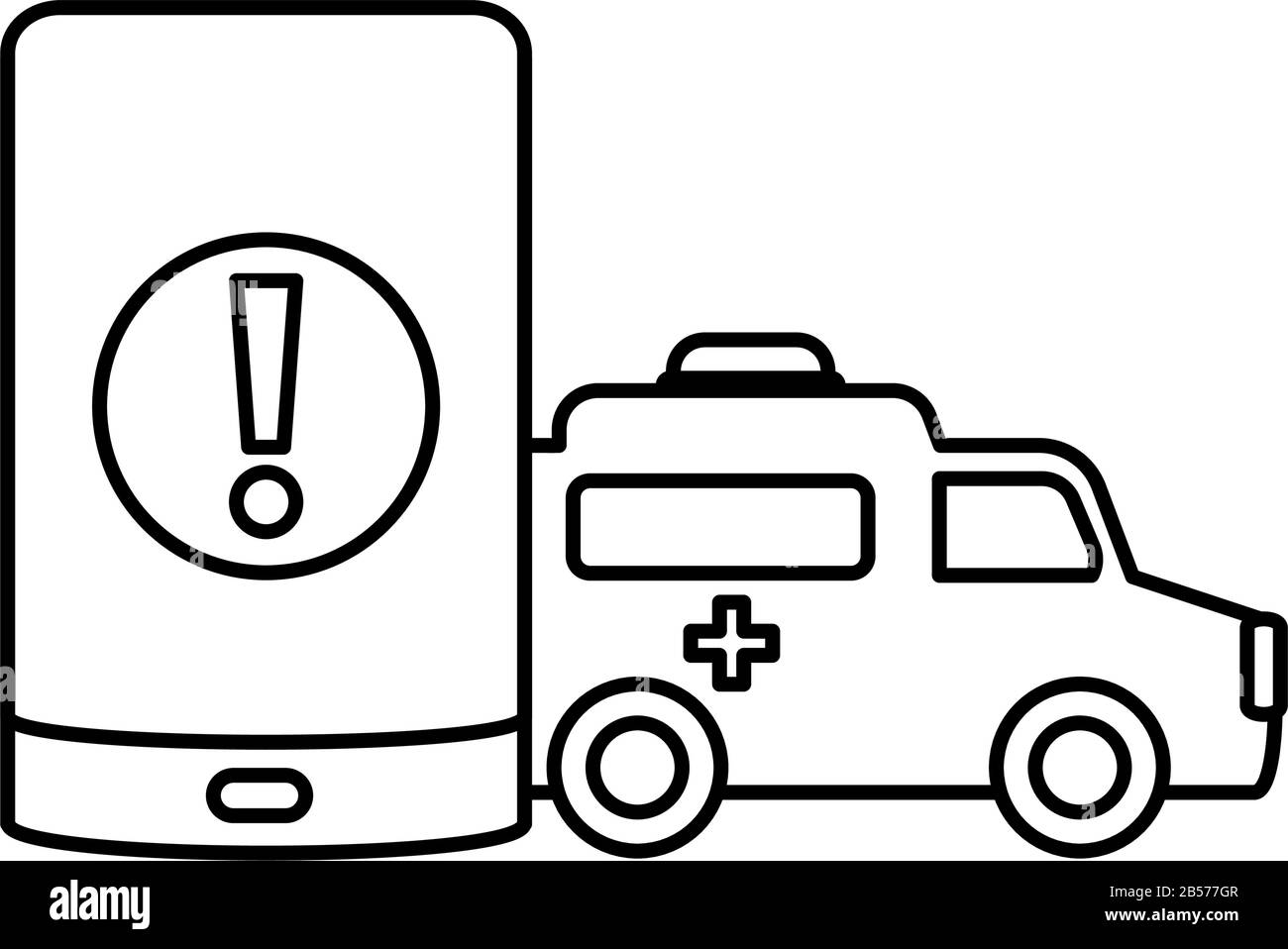 ambulance avec smartphone sur fond blanc illustration vectorielle Illustration de Vecteur