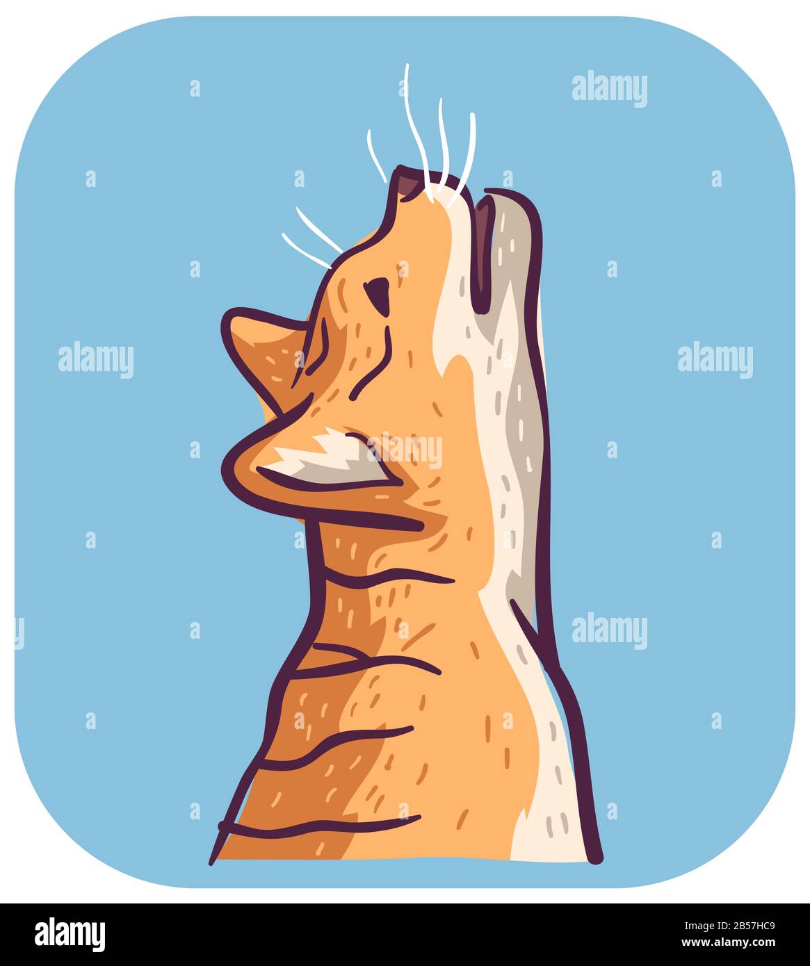 Illustration D Un Chat Avec Tete En Haut Avec Bouche Legerement Ouverte Avec Difficulte A Respirer Symptome De Maladie Photo Stock Alamy