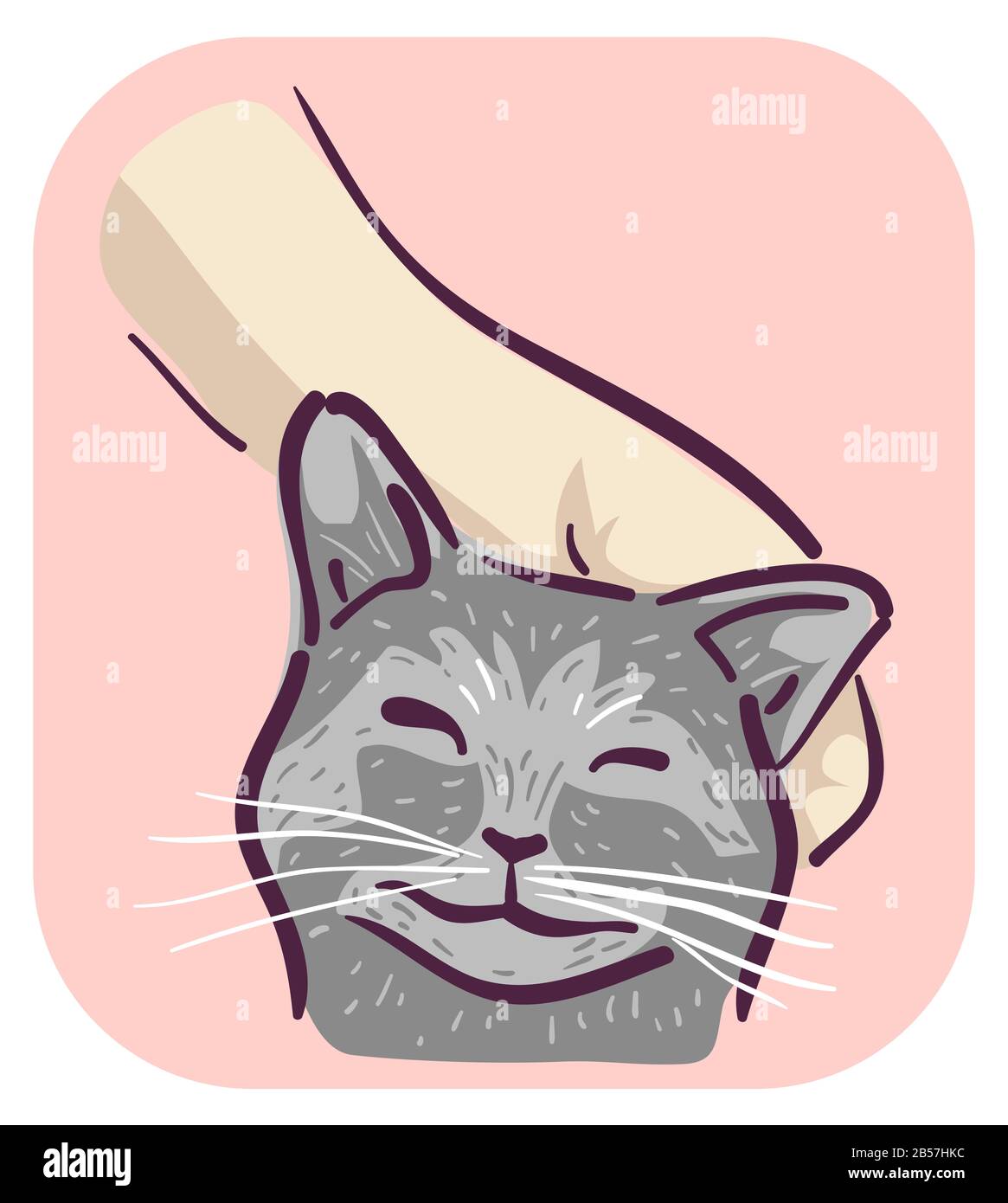 Illustration d'un Purring Cat Tout En Étant Frotté À La Main, symptôme de détresse Banque D'Images