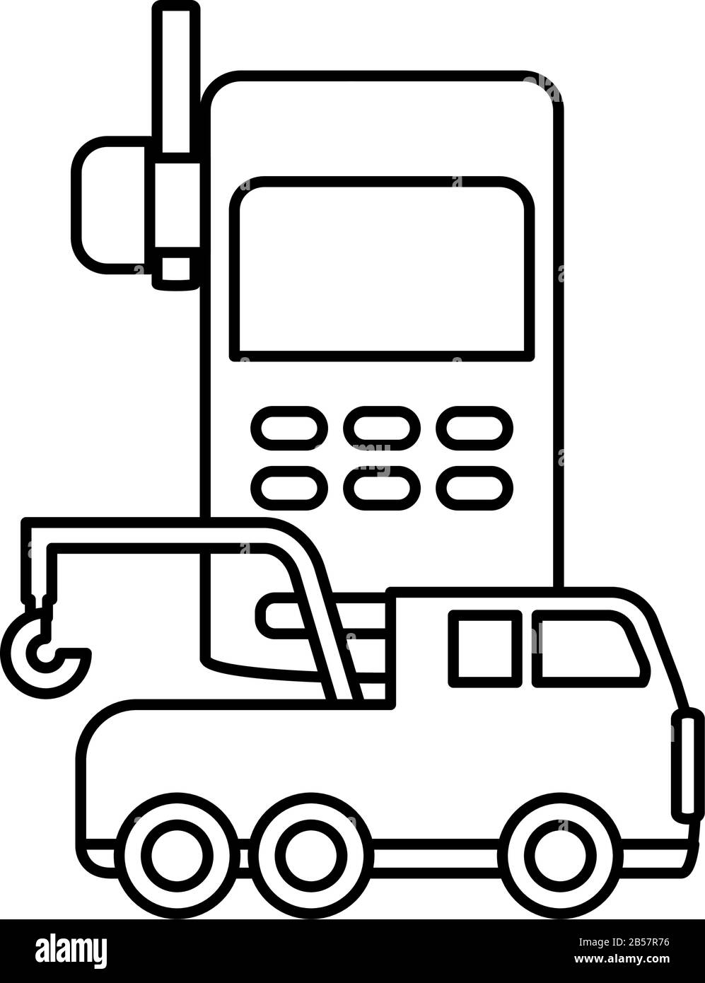 camion de pompiers avec talkie-walkie sur fond blanc illustration vectorielle Illustration de Vecteur