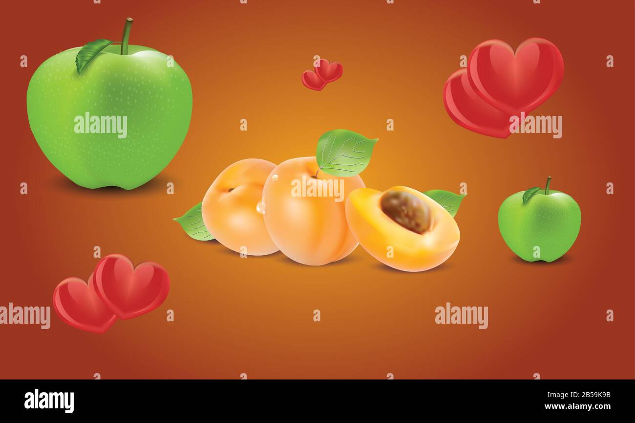 fruits d'hiver avec coeurs sur fond sombre Illustration de Vecteur